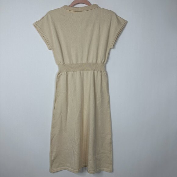 2/$30 Dazy Fit and Flare Shirt Dress Cap Sleeve Beige Small #A0366 TRB2 - Picture 4 of 7